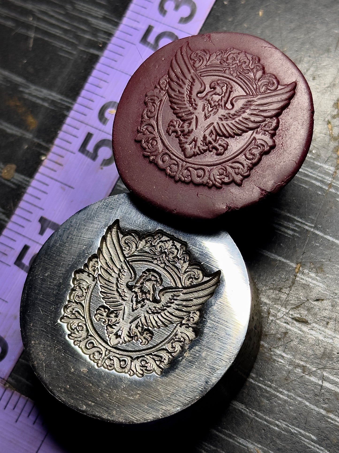 Eagle crest impression steel die