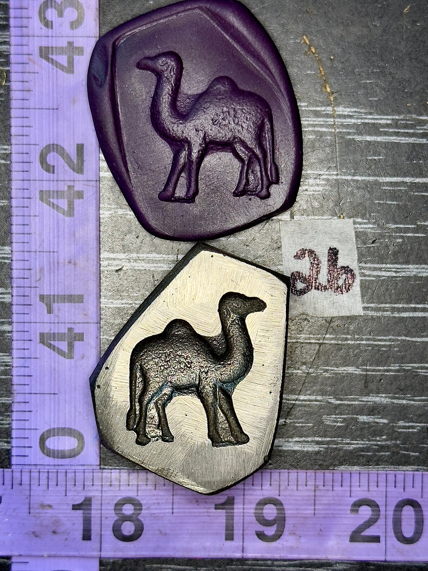 Antique steel peacocks impression die #26 dromedary camel