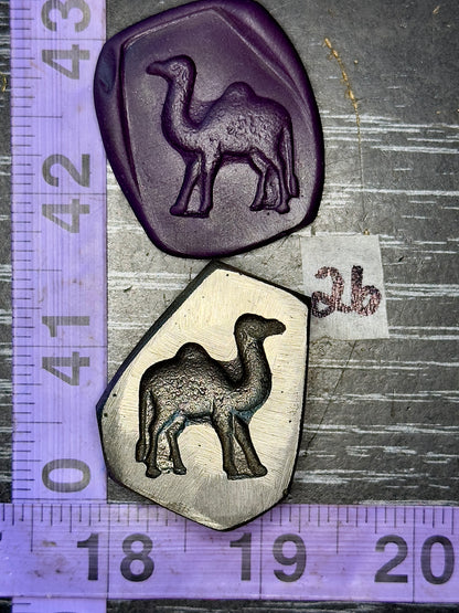 Antique steel peacocks impression die #26 dromedary camel