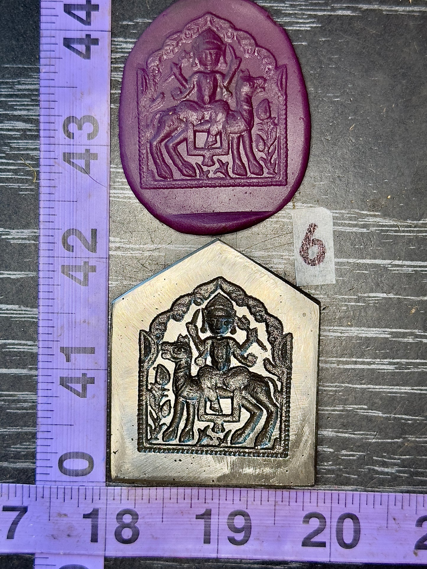 Antique steel peacocks impression die #6 deity goddess