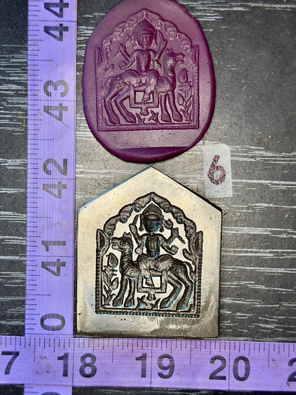 Antique steel peacocks impression die #6 deity goddess