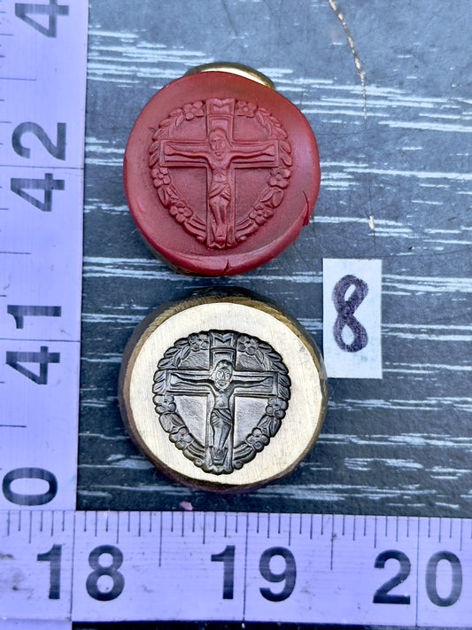 Crusifix with wreath bronze impression die #8