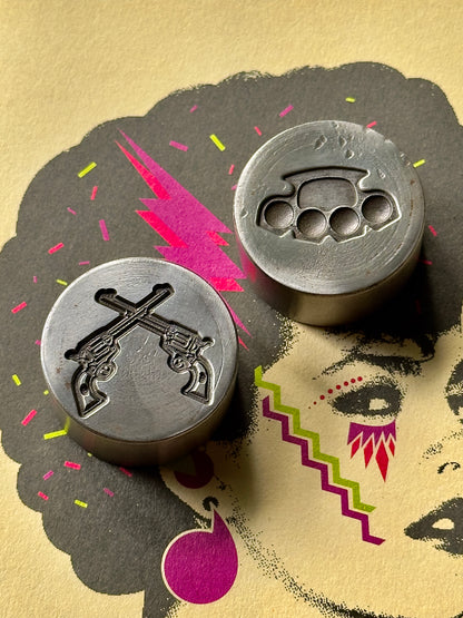 Knuckle dusters, brass knuckles and double revolver pistols steel impression die set