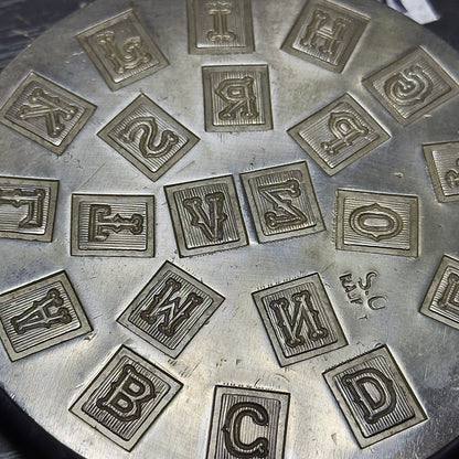 Vintage steel Alphabet plate  #61