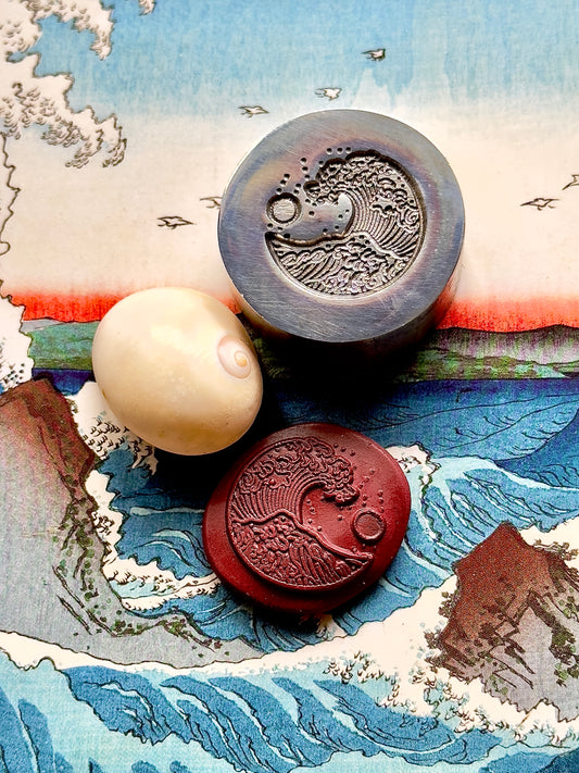 The Great Wave steel impression die Hokusai wave