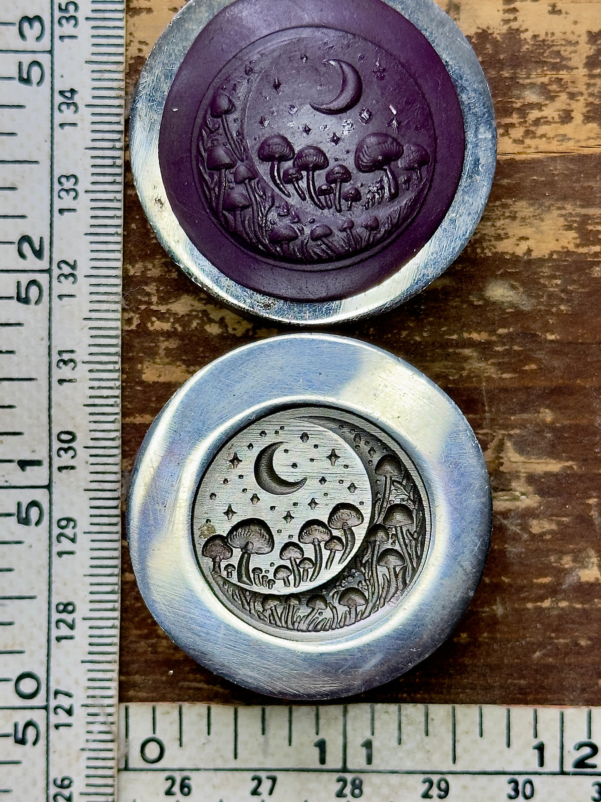 Magical night sky moon and mushroom scape impression die
