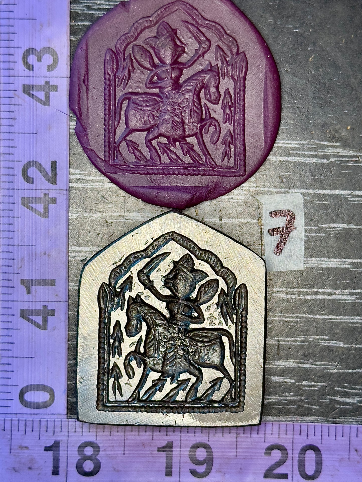 Antique steel peacocks impression die #7 deity goddess