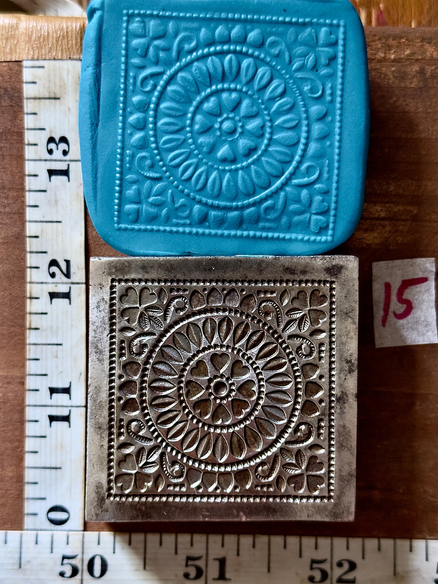 Large Square mandala shallow impression steel die #15