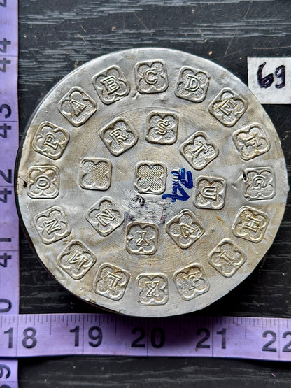 Vintage steel Alphabet plate  #69