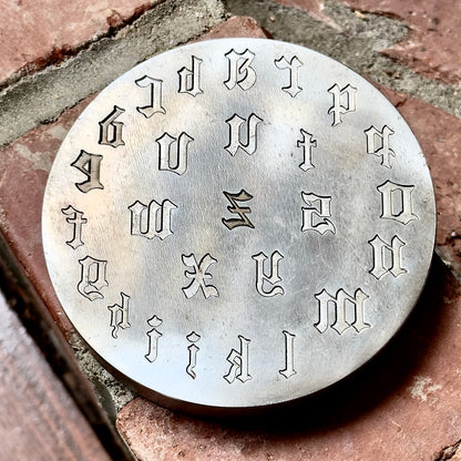 Lower case Gothic font letter plate impression die