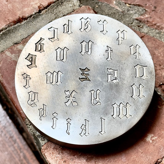 Lower case Gothic font letter plate impression die