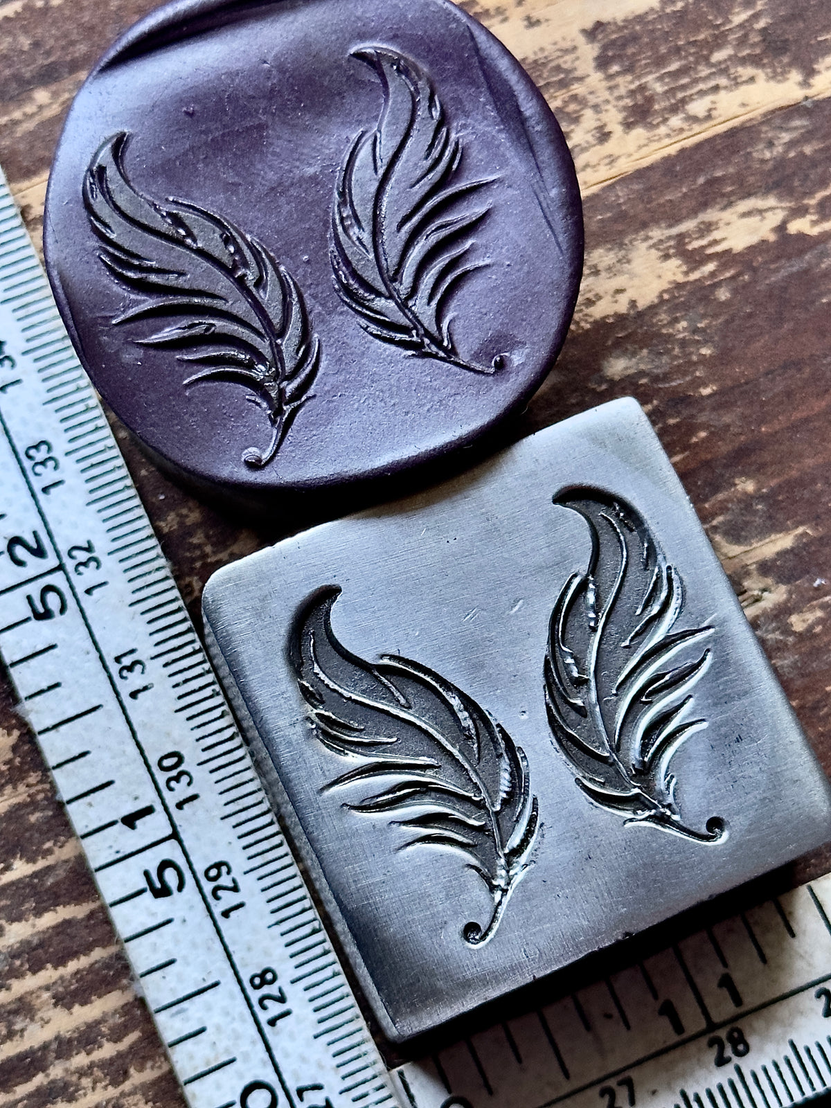 Whimsical feathers set steel impression die