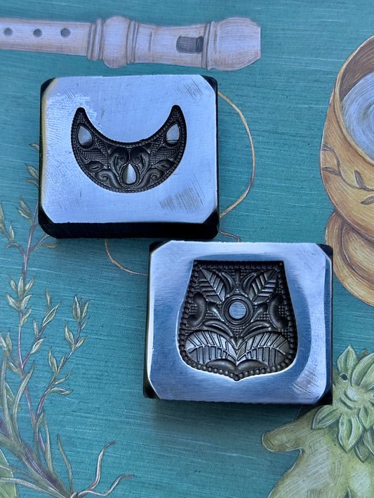Fancy steel impression die leaves and peacock set