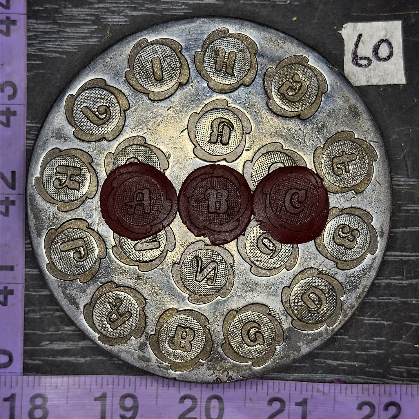 Vintage steel flower Alphabet plate  #60