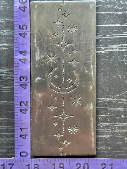 Celestial crescent moon and stars Texture/rolling mill plate