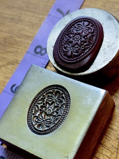 Detailed floral oval steel impression die 46