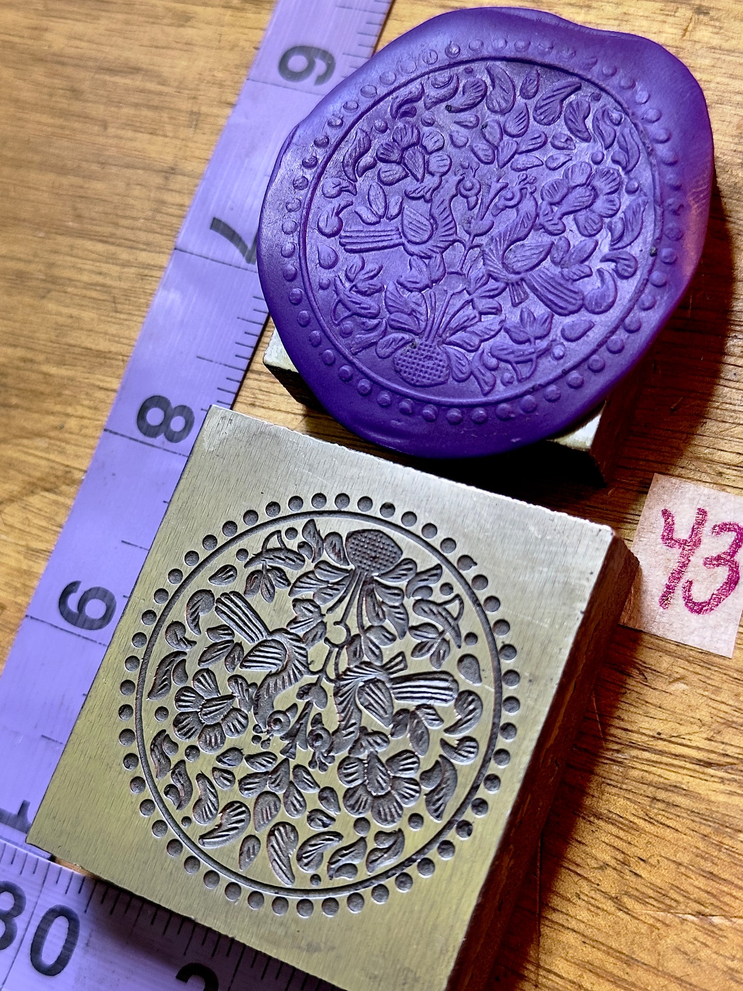 Mirrored peacocks circle amulet steel impression die 43