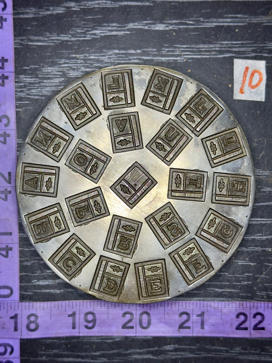 Vintage steel Alphabet plate  #20
