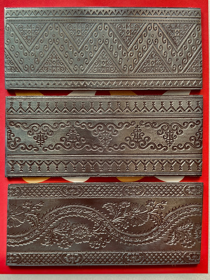 Dragon garden, waves and ornamental Texture/rolling mill plate 3 piece set