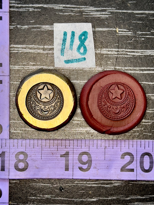 Detailed crescent moon with star bronze impression die #118