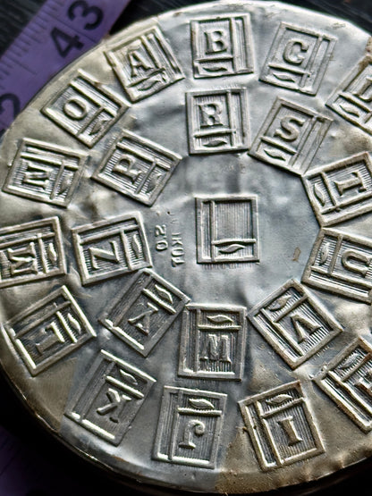 Vintage steel Alphabet plate  #68