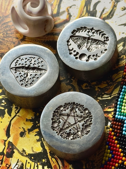 Pentagram, moth and night swallow impression steel die set