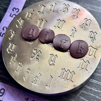 Lower case Gothic font letter plate impression die