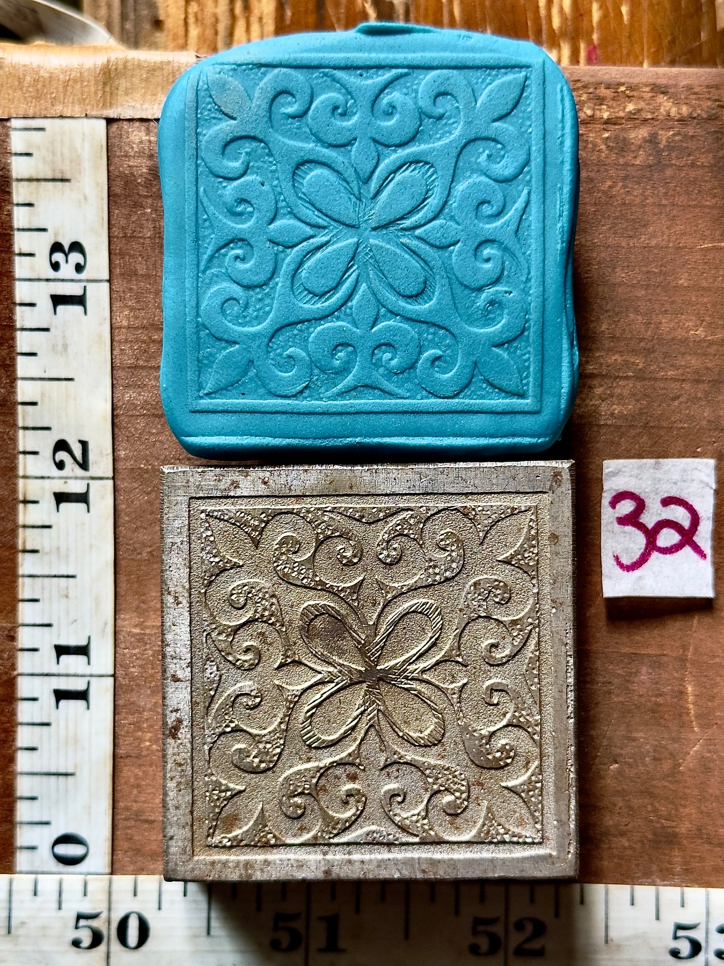Large Square mandala shallow impression steel die #32
