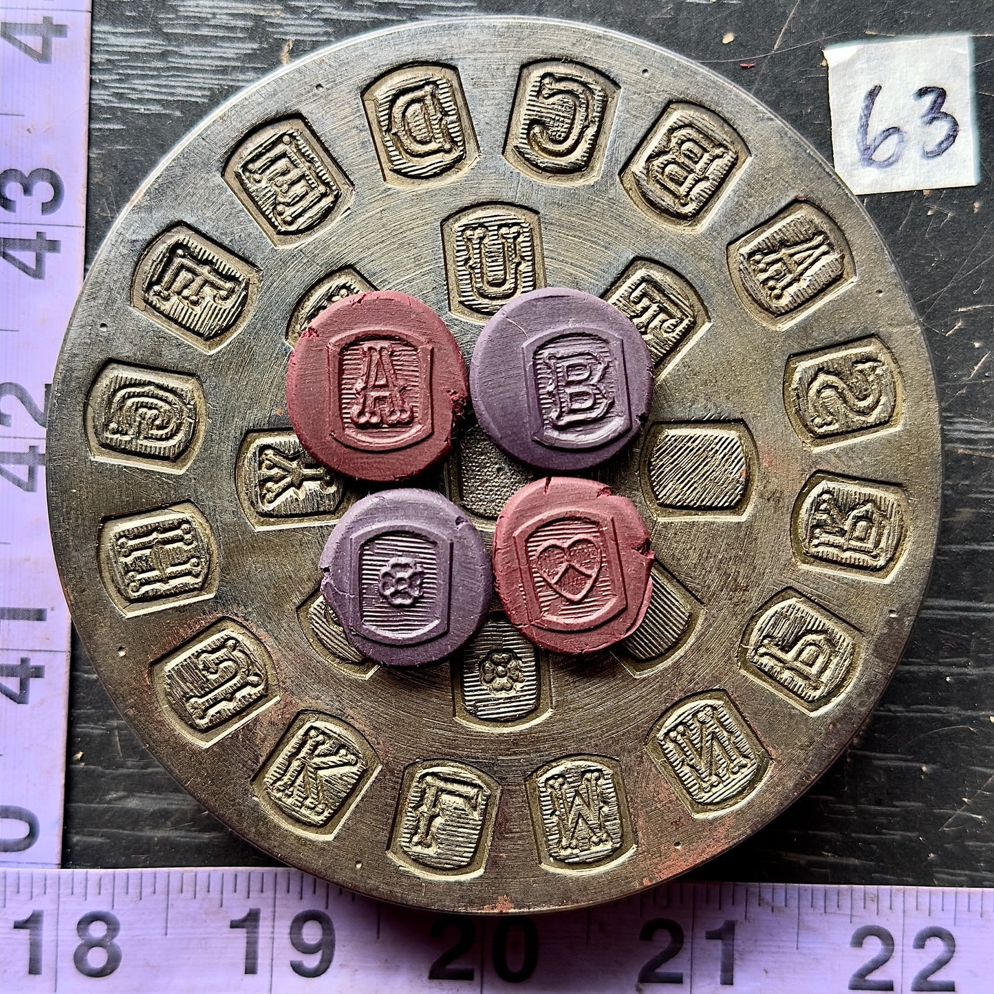 Vintage steel  Alphabet plate  #63