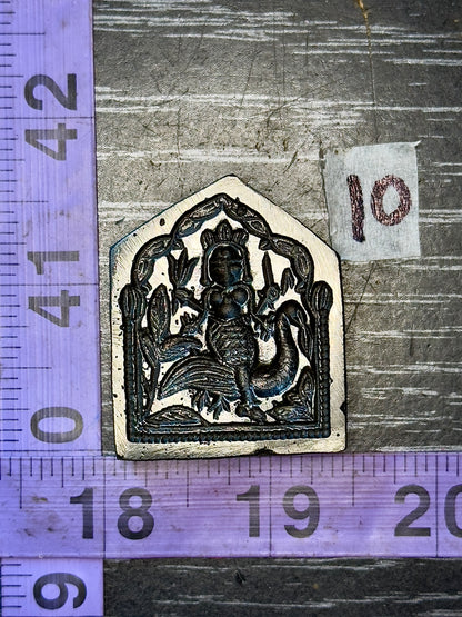 Antique steel peacocks impression die #10 deity goddess