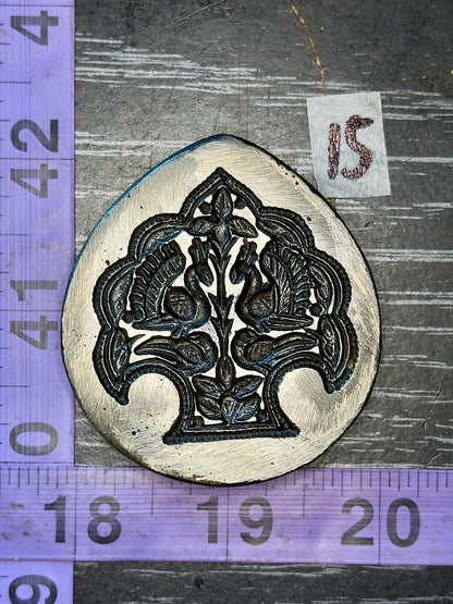 Antique steel peacocks impression die #15