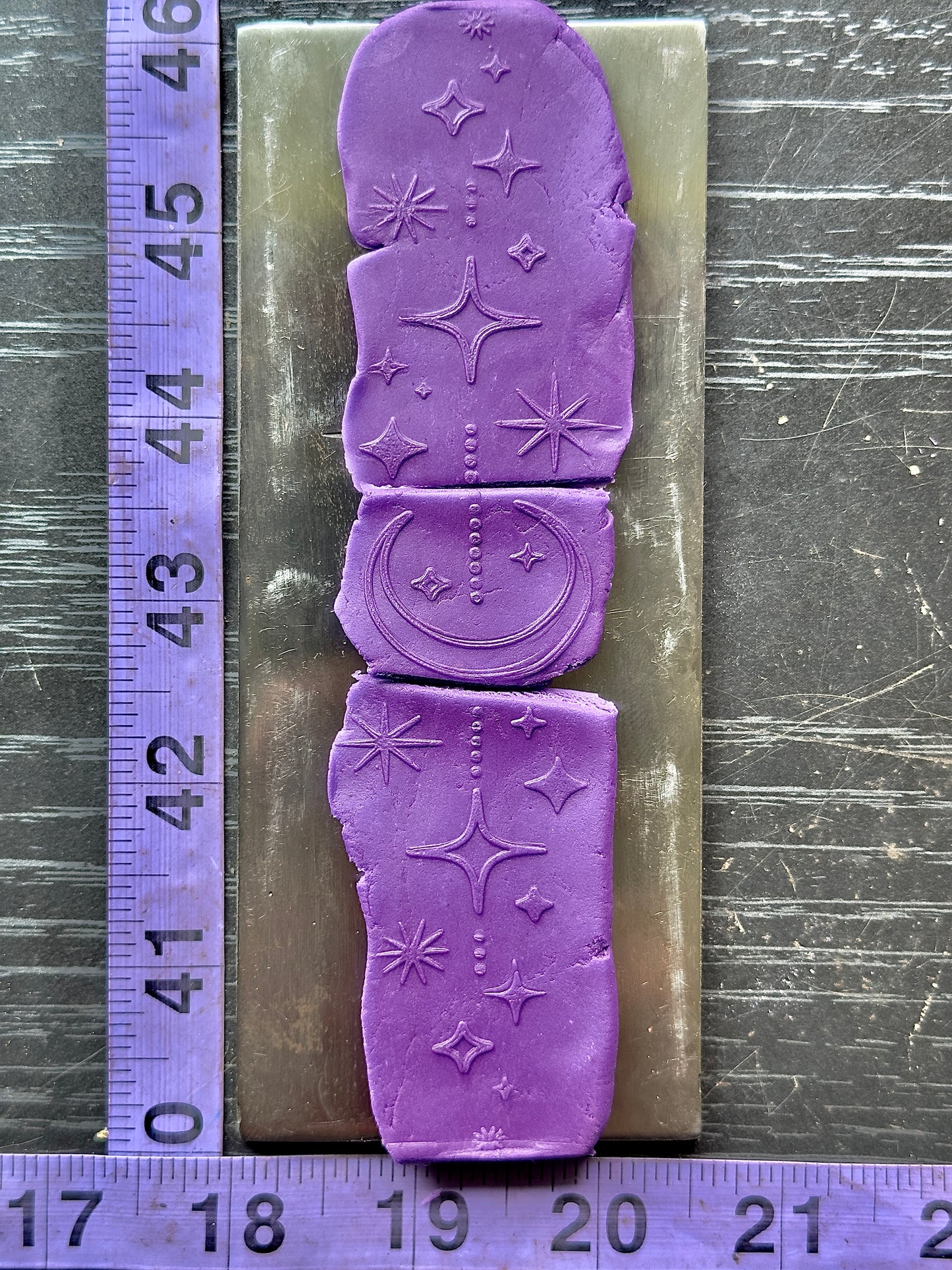 Celestial crescent moon and stars Texture/rolling mill plate