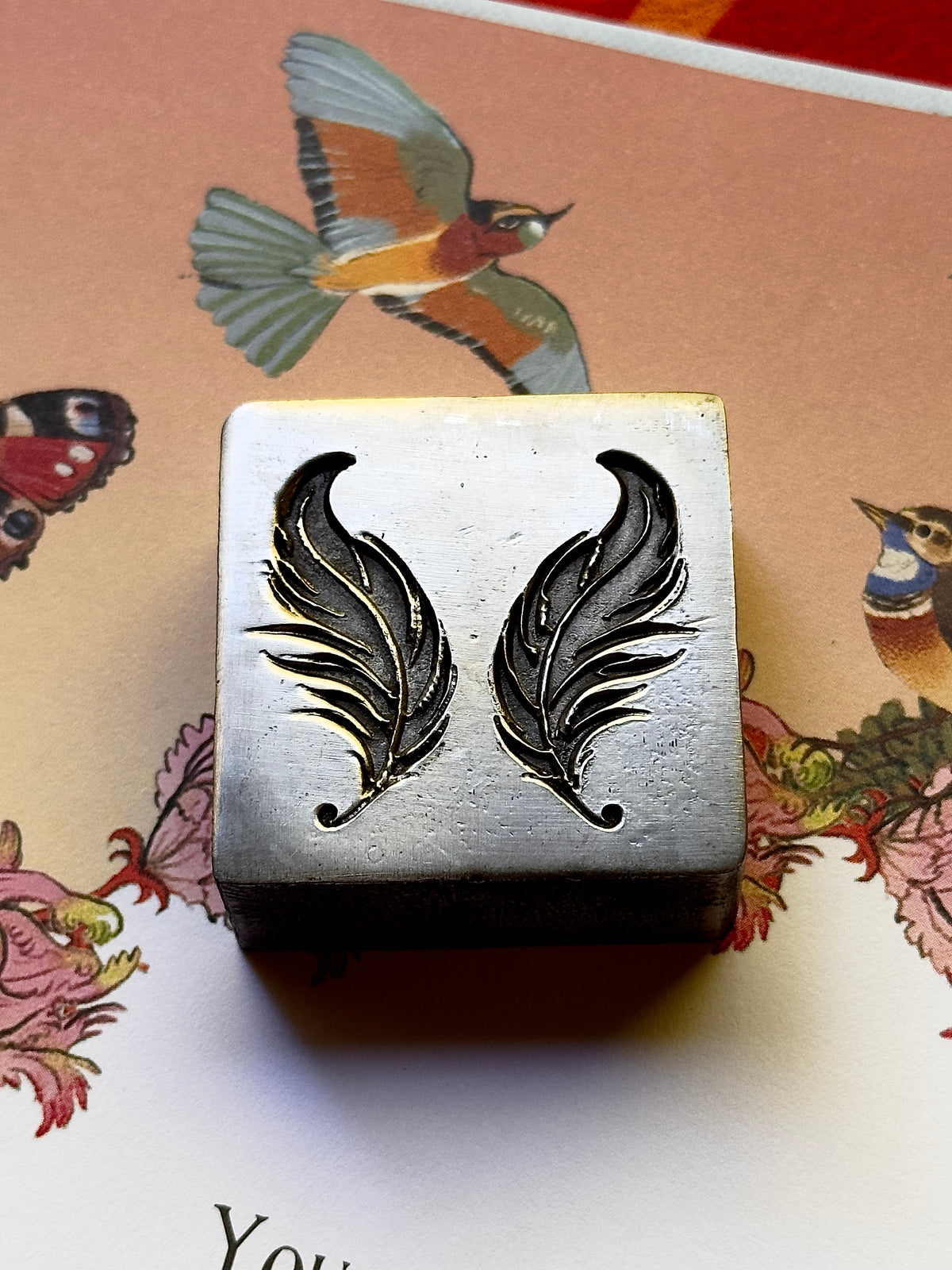 Whimsical feathers set steel impression die