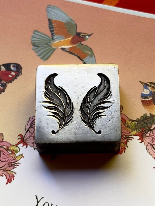 Whimsical feathers set steel impression die