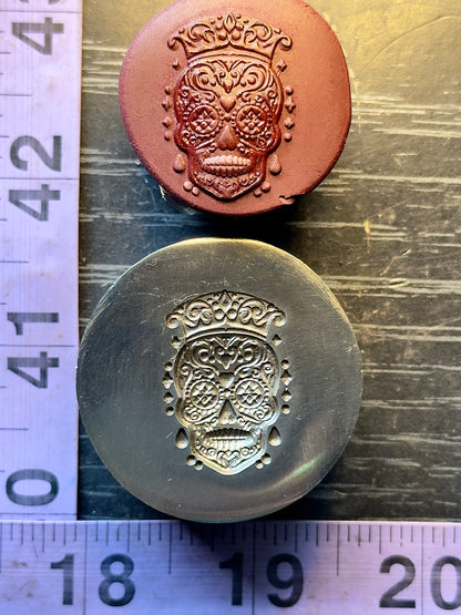 Sugar Skull with crown, day of the dead, calavera steel impression die