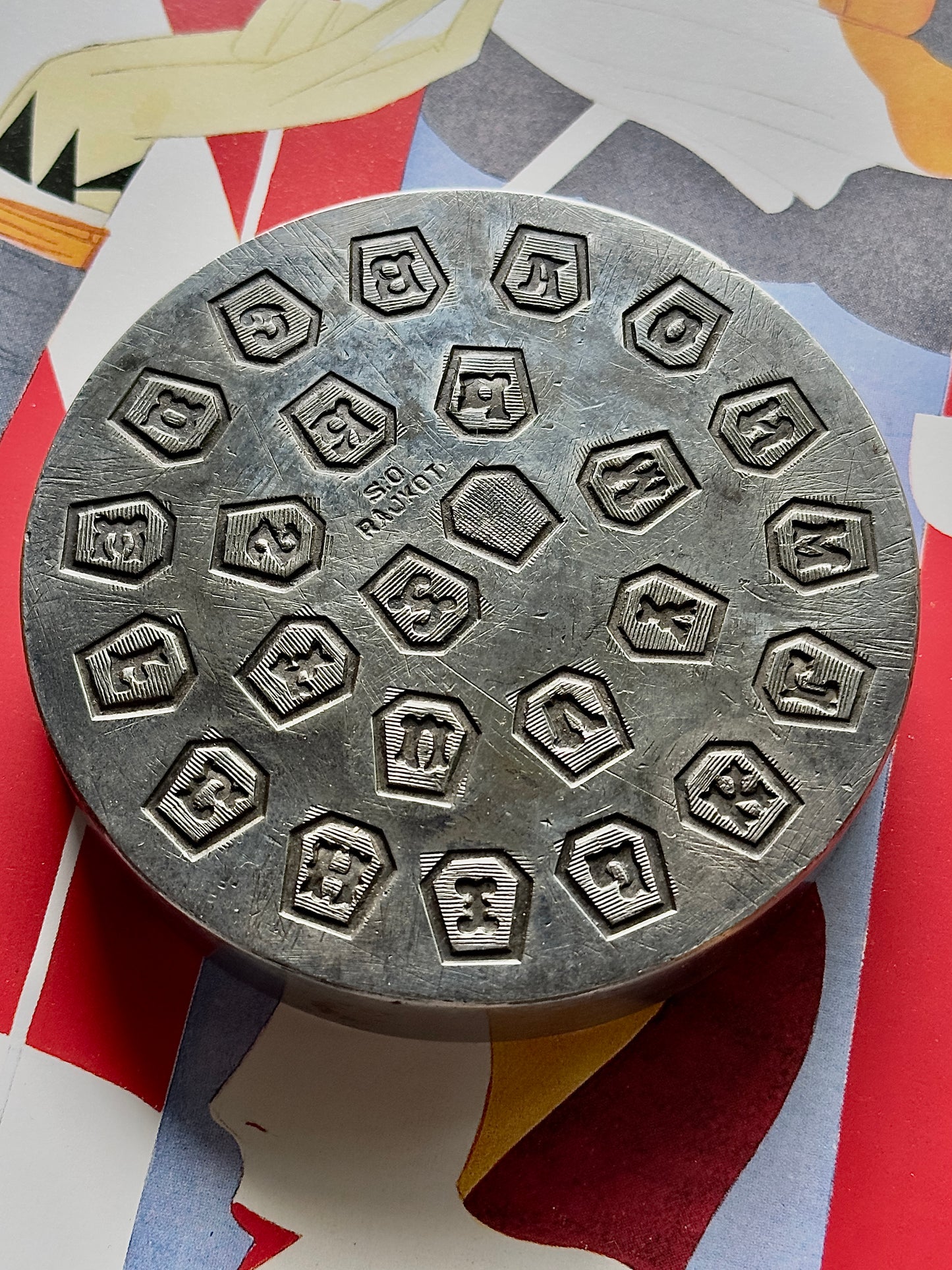 Vintage steel Alphabet plate  #3