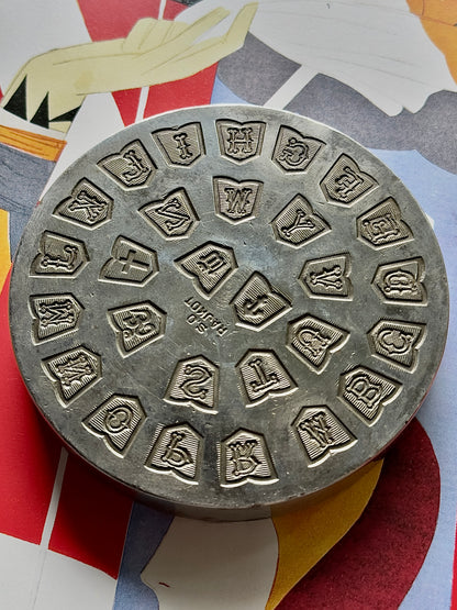 Vintage steel Alphabet plate  #7