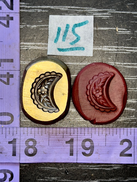 Floral Cutie scalloped edge crescent moon bronze impression die #115