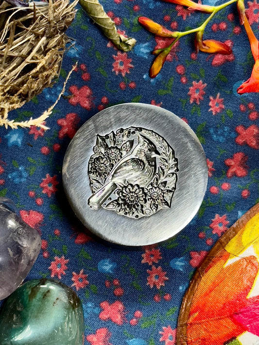 The Red Cardinal with flowers steel impression die