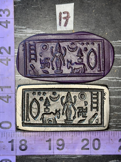 Antique steel peacocks impression die #17 deity goddess