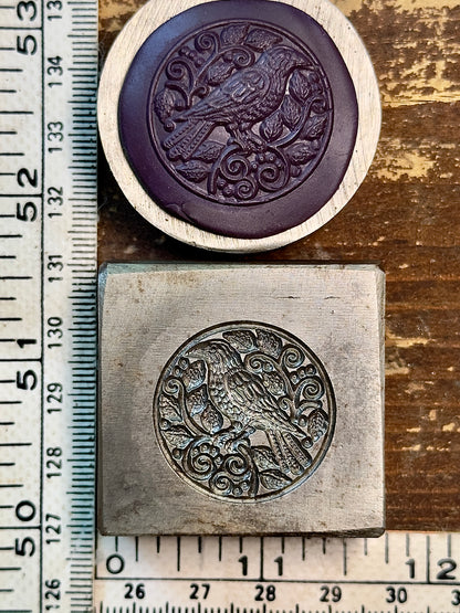 Wild crow in the garden steel medallion impression die