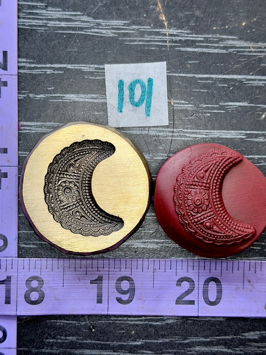 Floral crescent moon bronze impression die #101