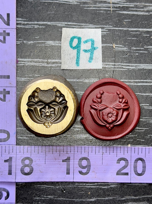 Floral crescent moon bronze impression die #97