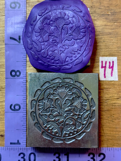 Mirrored peacocks circle amulet steel impression die 44