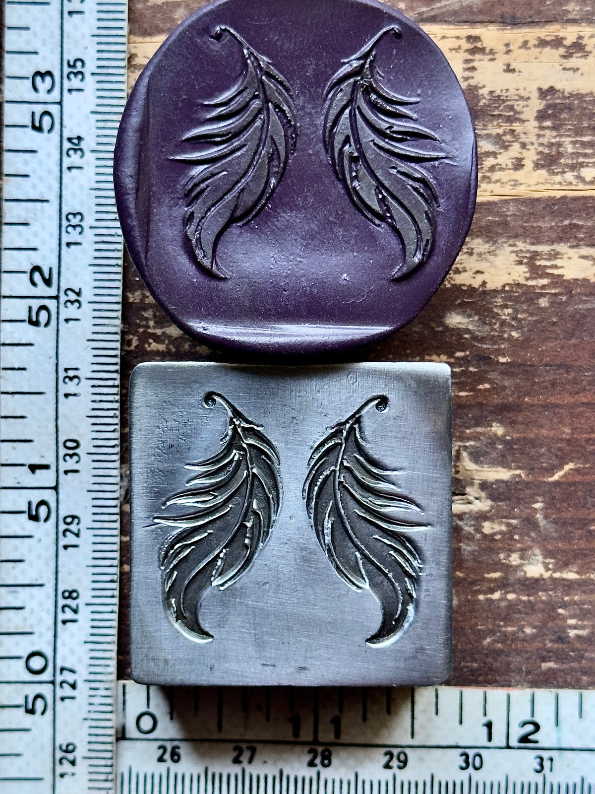 Whimsical feathers set steel impression die