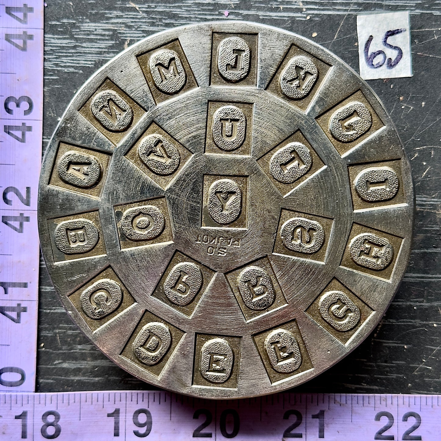 Vintage steel Alphabet plate  #65