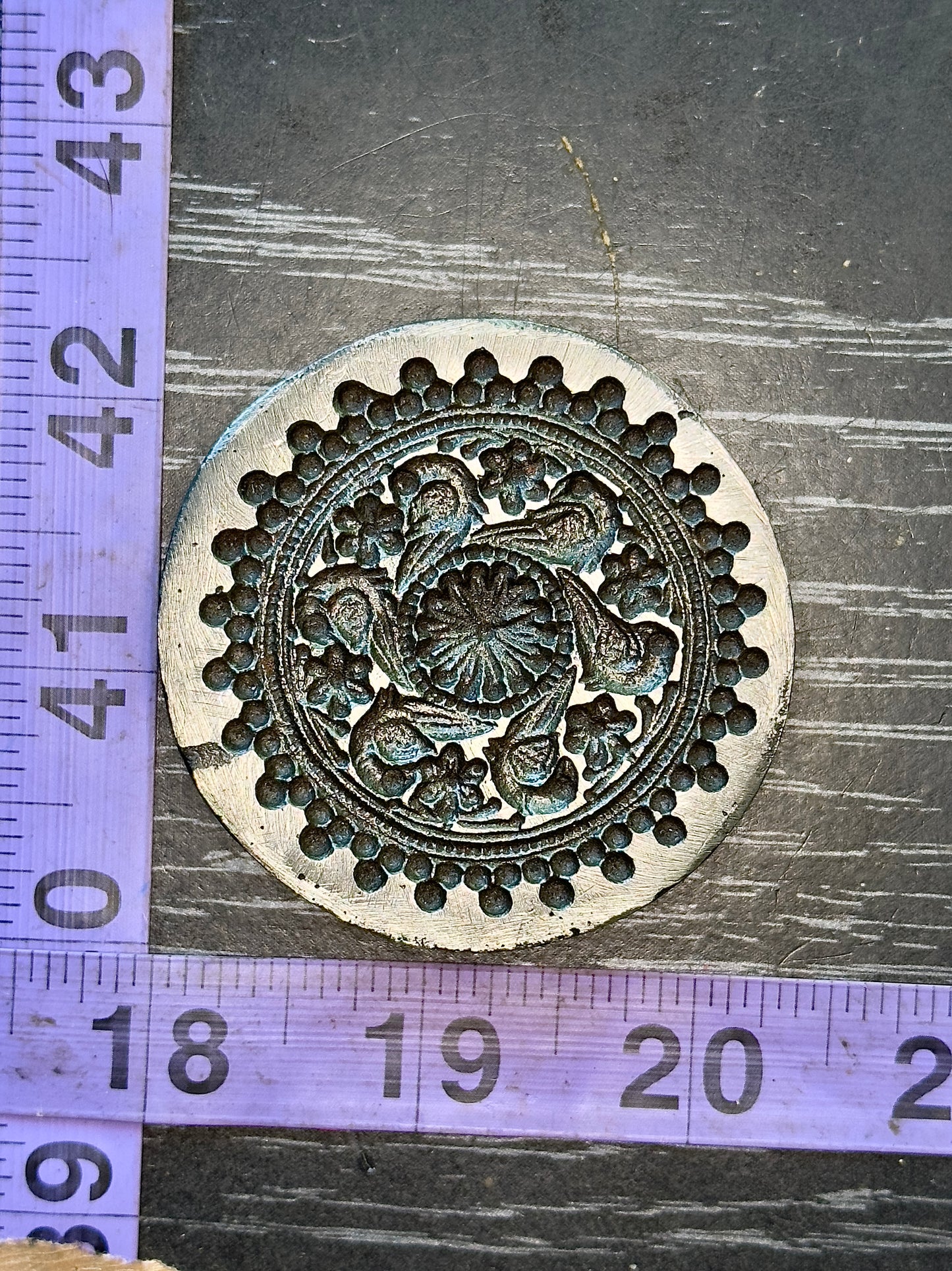 Antique steel tree of life mandala impression die #1