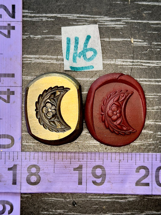 Floral Cutie crescent moon bronze impression die #116