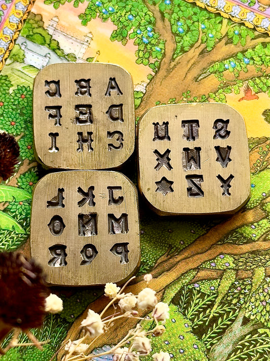 Alphabet, monogram,  letters vintage bronze impression die set