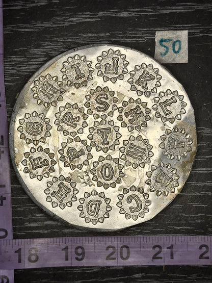 Vintage steel flower Alphabet plate  #50